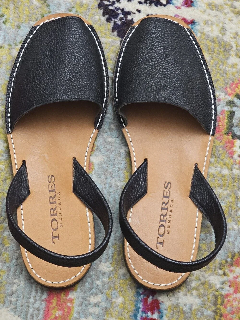 Torres Menorca Menorquinas Sandals Mens Size EU 44 / US 11 Black Pebbled Leather